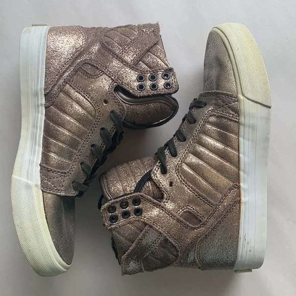 Supra Shoes Supra Skytop Rose Gold Metallic High Top Sneakers